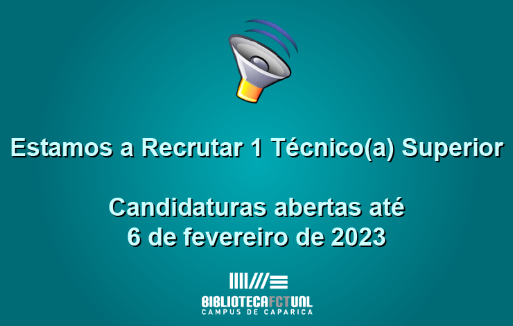 Estamos a recrutar 1 técnico(a) superior